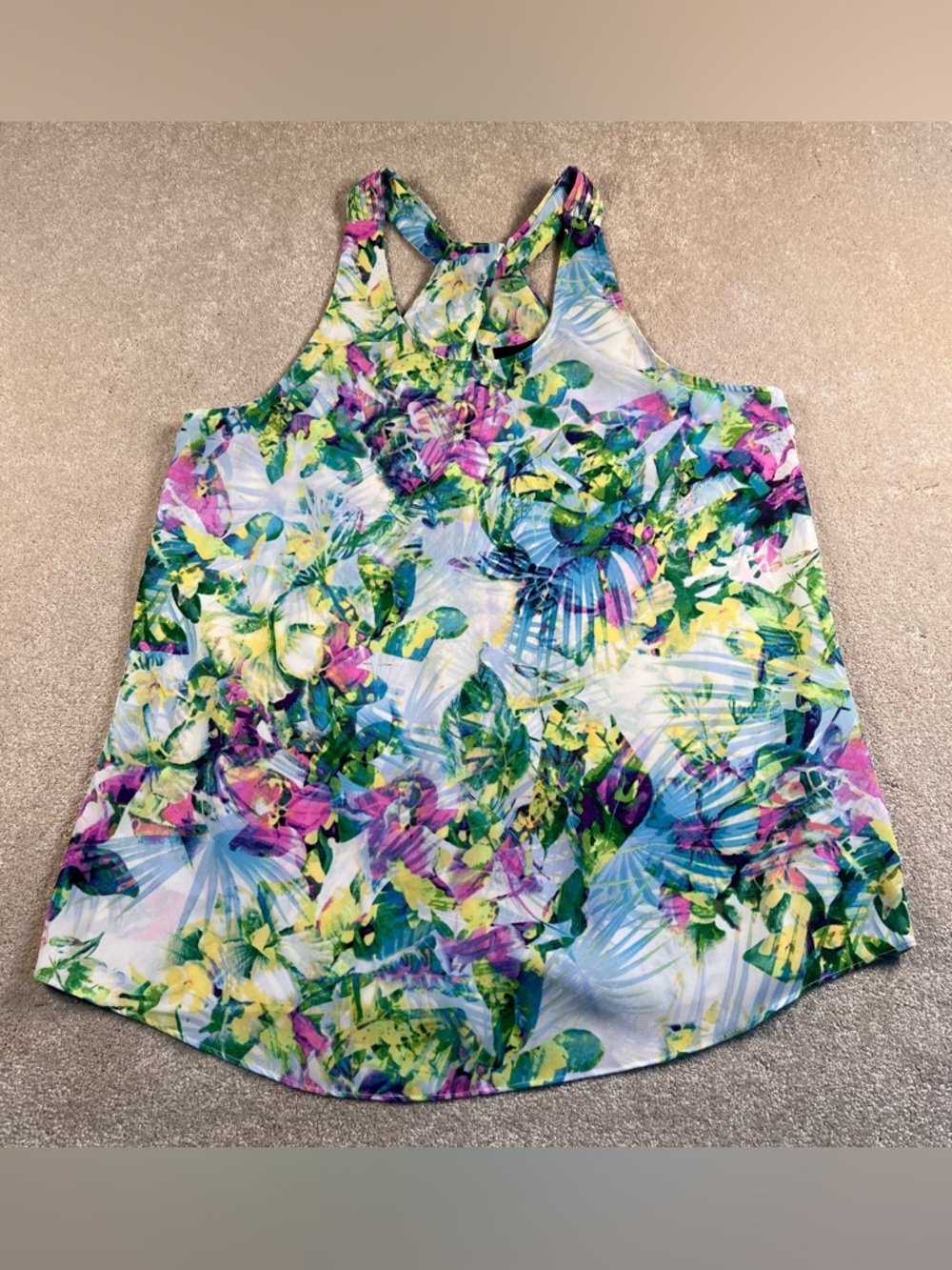 Floral Tank Sleeveless Colorful Lightweight Cynthia Rowley‎ Twist Neck Women's M